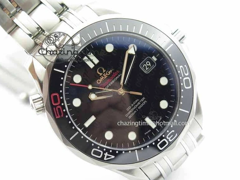1228 Seamaster 300M 007 SS MK 1:1 Best Edition Black 007 Dial Ceramic Bezel On SS Bracelet A EasyCare 8178